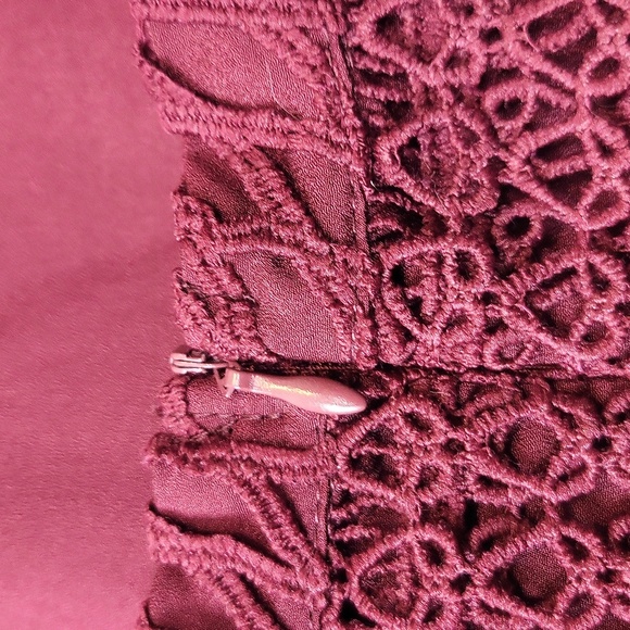 TRISH SCULLY Burgundy Aurora Off the Shoulder Choker Lace Midi Dress - Plus Size - Picture 10 of 16